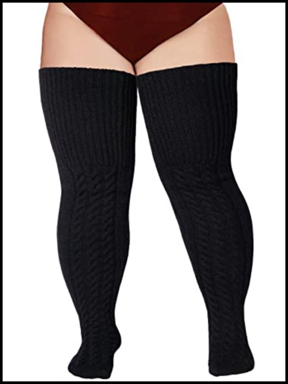 Merino Wool Plus Size Thigh High Socks Cable Knit Over Knee Warm Leg Warmers